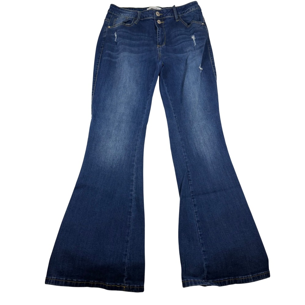 Vipones Blue Distressed High Rise Flare Bell Bottom Jeans D101L Size 28x29.5